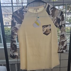 Hayden Cream and Black Raglan Tee